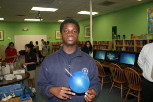 Nathan Moore, 12, wants to be an astronaut. He opened up about his career plans after piercing a balloon with an oil-coated skewer - and explaining why it didn't pop.